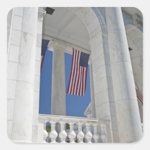 Pegatina Cuadrada EEUU, VA, Arlington. Las banderas estadounidenses 