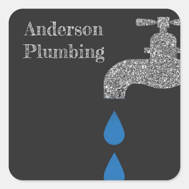 Pegatina Cuadrada Efecto del purpurina de flotación y plomo de agua (Anverso)