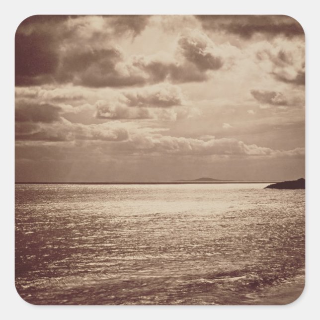 Pegatina Cuadrada Efecto del sol, Normandía c.1857 (foto de sepia) (Anverso)