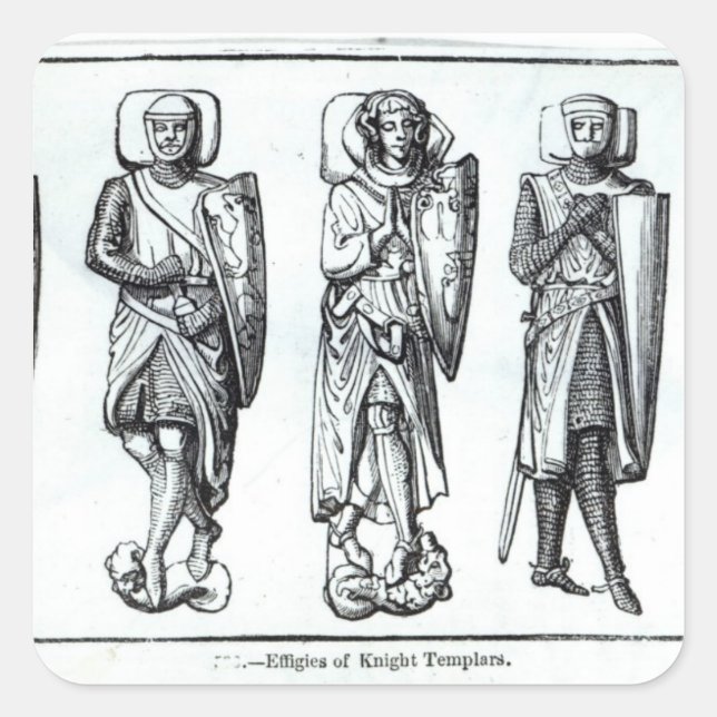 Pegatina Cuadrada Efigies de Caballeros Templarios (Anverso)
