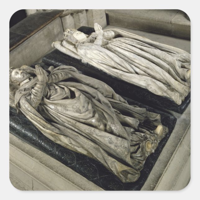 Pegatina Cuadrada Efigies de Enrique II y Catherine de Medici (Anverso)