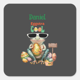 Pegatina Cuadrada Eggstra Guay Frog con gafas de sol Año de Salto de