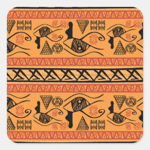 Pegatina Cuadrada Egipcio De Rayas, Tribal Motif Vintage.