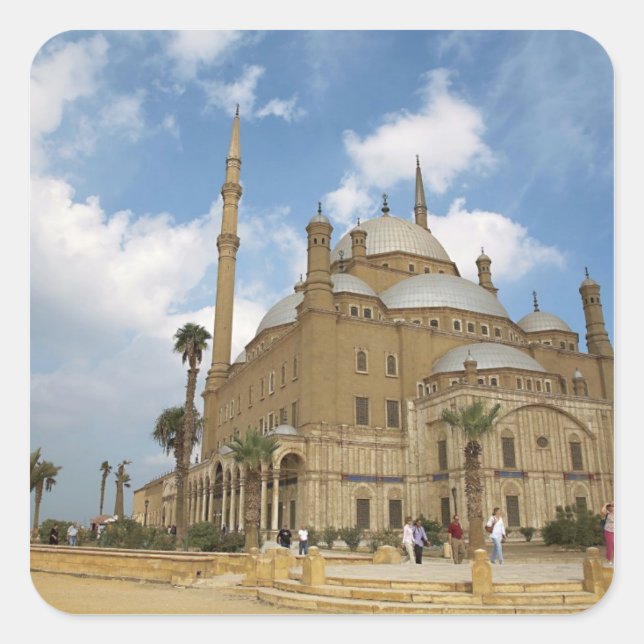 Pegatina Cuadrada Egipto, El Cairo, ciudadela, Mezquita Muhammad Ali (Anverso)