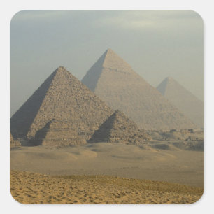 Pegatina Cuadrada Egipto, Giza, Complejo de pirámides de Giza, Meset