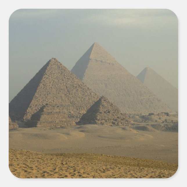 Pegatina Cuadrada Egipto, Giza, complejo de pirámides de Giza, meset (Anverso)