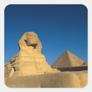 Pegatina Cuadrada Egipto, Giza, La Esfinge, Reino Antiguo, Unesco