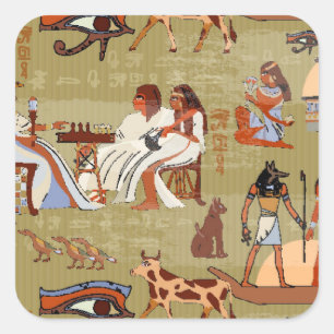 Pegatina Cuadrada Egipto Patrón de símbolos