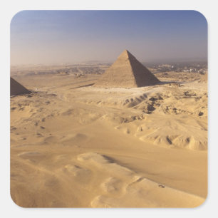 Pegatina Cuadrada Egipto, Pirámides en Giza, Khafre, Keops, Menkaure