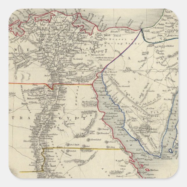 Pegatina Cuadrada Egipto Y Arabia Petraea (Anverso)