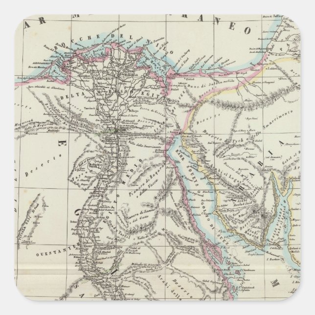 Pegatina Cuadrada Egipto y Arabia Saudita (Anverso)