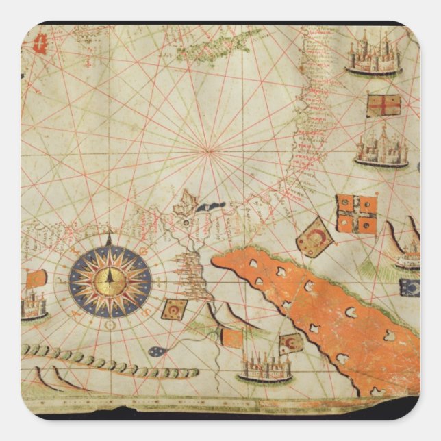 Pegatina Cuadrada Egipto y el Mar Rojo (Anverso)