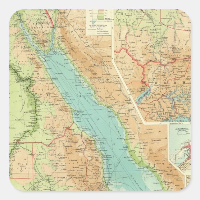 Pegatina Cuadrada Egipto y el Nilo (Anverso)