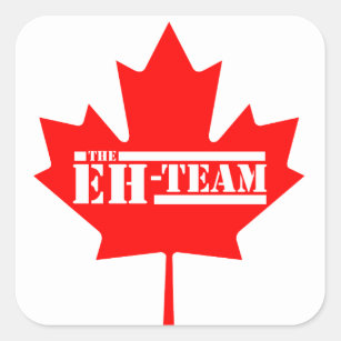 Pegatina Cuadrada Eh hoja de arce de Canadá del equipo