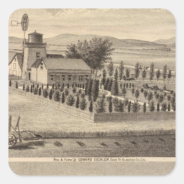 Pegatina Cuadrada Eichler, residencias de Meyer (Anverso)