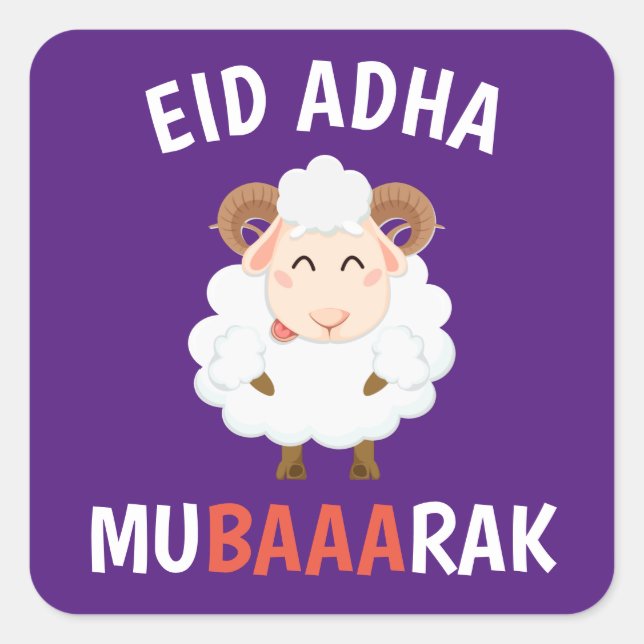 Pegatina Cuadrada Eid Al Adha Mubarak Para Los Musulmanes (Anverso)