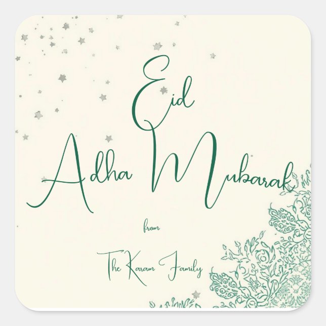 Pegatina Cuadrada Eid Al Adha Personalized Eid Mubarak  (Anverso)