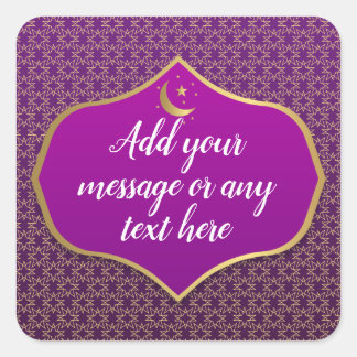 Pegatina Cuadrada Eid Al-Fitr Gold Purple