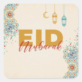 Pegatina Cuadrada Eid mubarak
