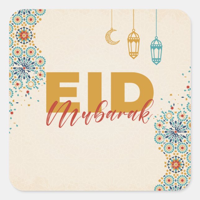 Pegatina Cuadrada Eid mubarak (Anverso)