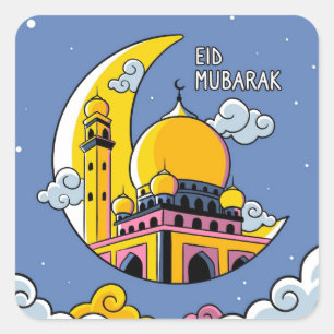 Pegatina Cuadrada Eid Mubarak