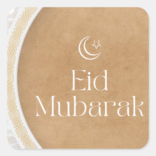 Pegatina Cuadrada Eid Mubarak (Anverso)