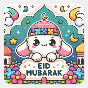 Pegatina Cuadrada Eid Mubarak Sheep