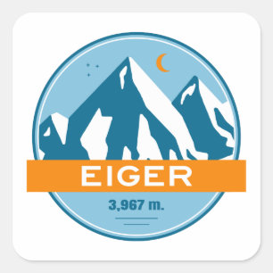 Pegatina Cuadrada Eiger Suiza Stars Moon