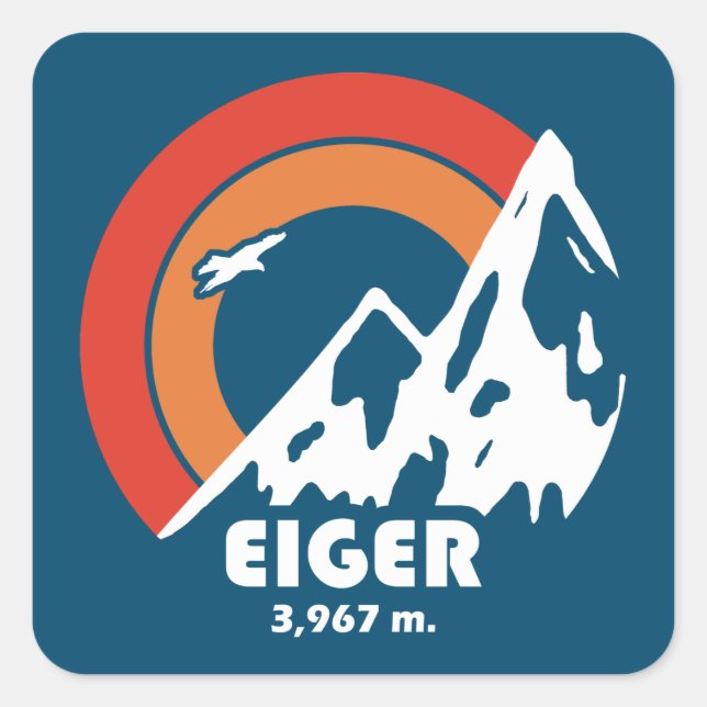 Pegatina Cuadrada Eiger Sun Eagle (Anverso)