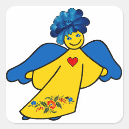 Pegatina Cuadrada Ein Engel mit offenem Herzen