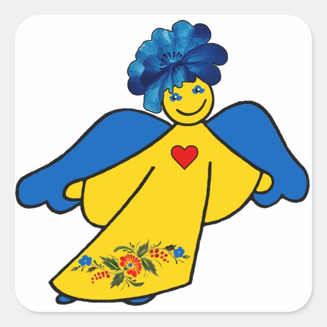 Pegatina Cuadrada Ein Engel mit offenem Herzen (Anverso)