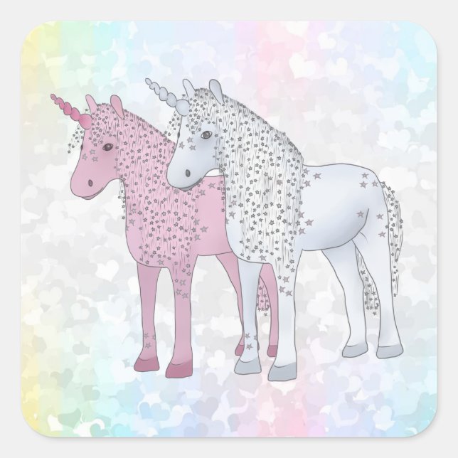 Pegatina Cuadrada Einhörner (Anverso)