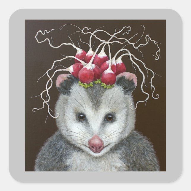Pegatina Cuadrada Einstein, los pegatinas del opossum (Anverso)