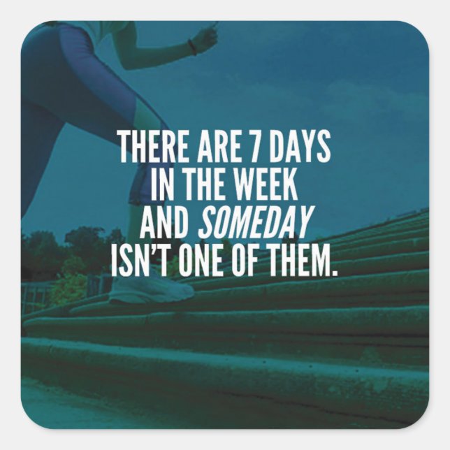 Pegatina Cuadrada Ejecutando palabras motivacionales (Anverso)