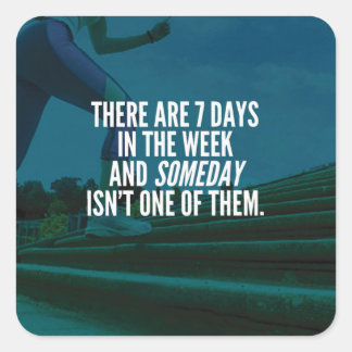 Pegatina Cuadrada Ejecutando palabras motivacionales