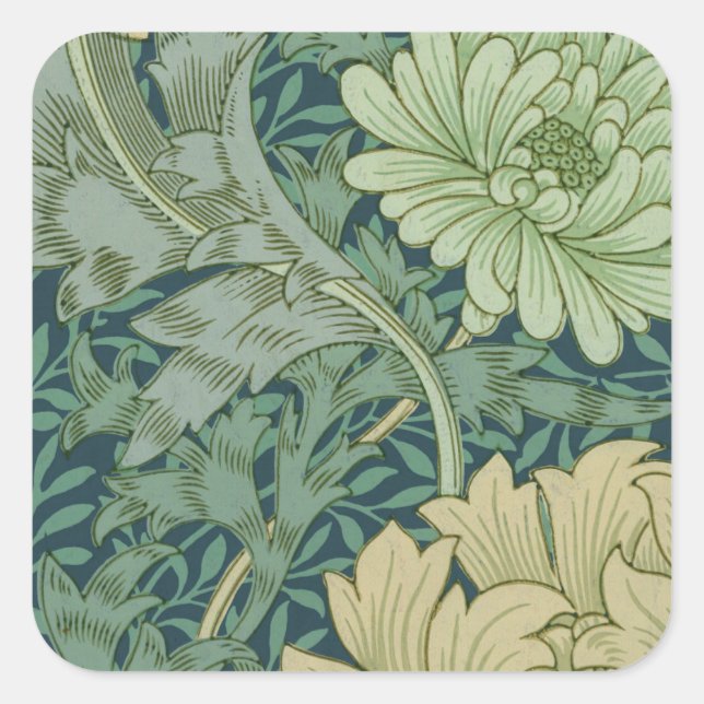 Pegatina Cuadrada Ejemplo de patrón de papel tapiz con crisantemo (Anverso)