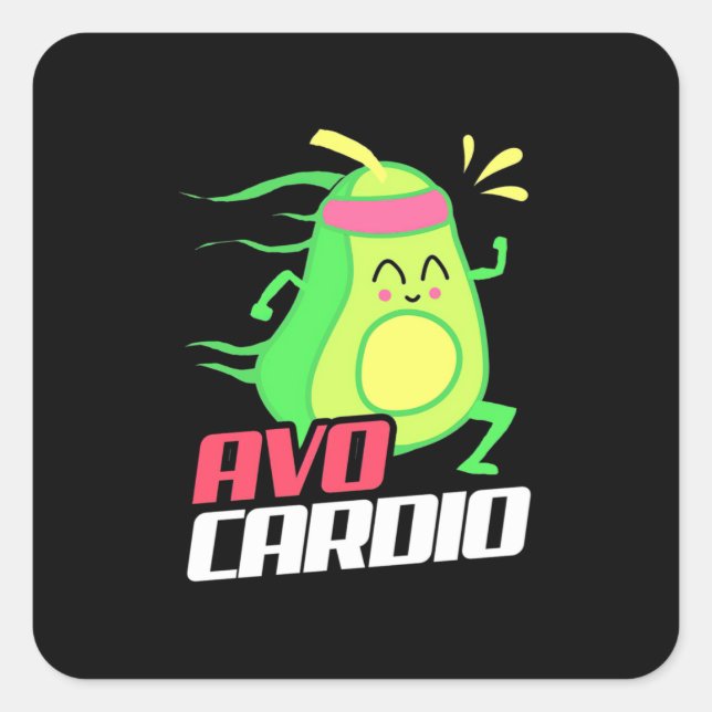 Pegatina Cuadrada Ejercicio aguacate cardio (Anverso)