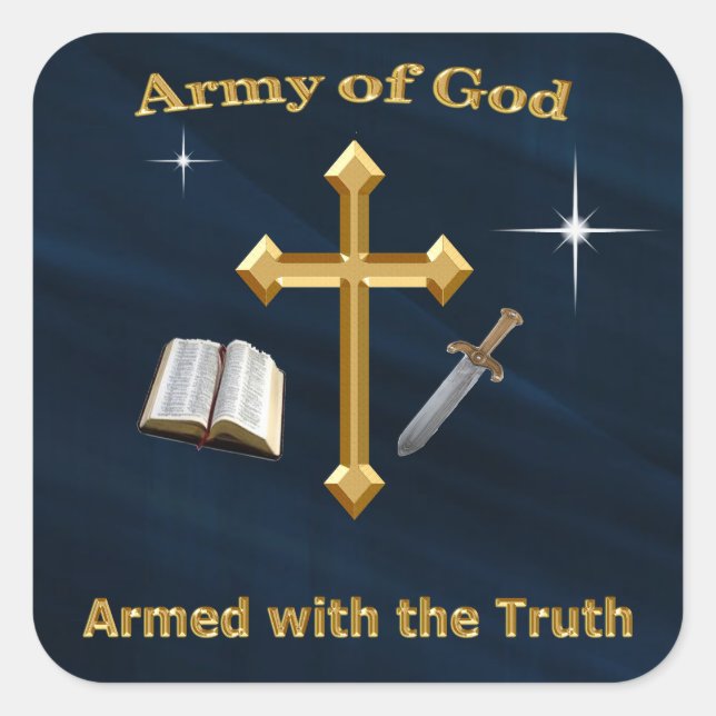 Pegatina Cuadrada Ejército De Dios (Anverso)