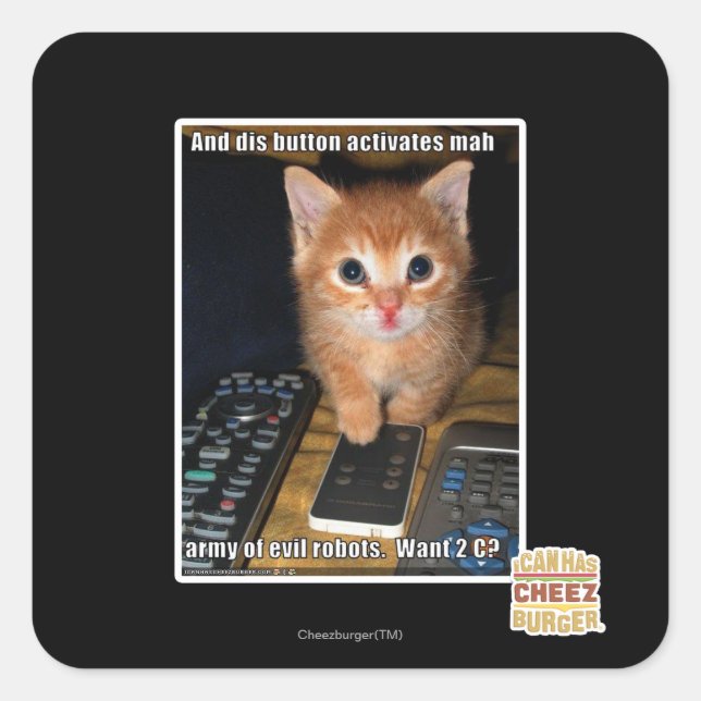 Pegatina Cuadrada Ejército de robots malvados (Anverso)