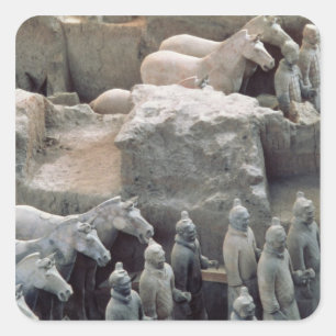 Pegatina Cuadrada Ejército de Terracota, dinastía Qin, 210 a. C.