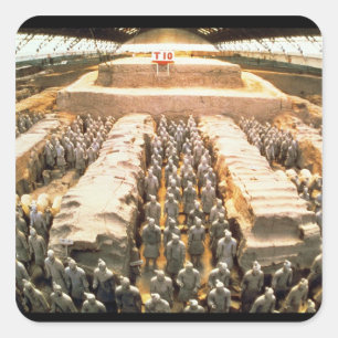 Pegatina Cuadrada Ejército de Terracota, dinastía Qin, 210 a. C.