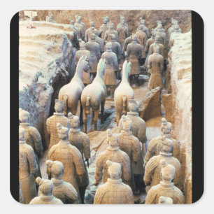 Pegatina Cuadrada Ejército de Terracota, dinastía Qin, 210 a. C.