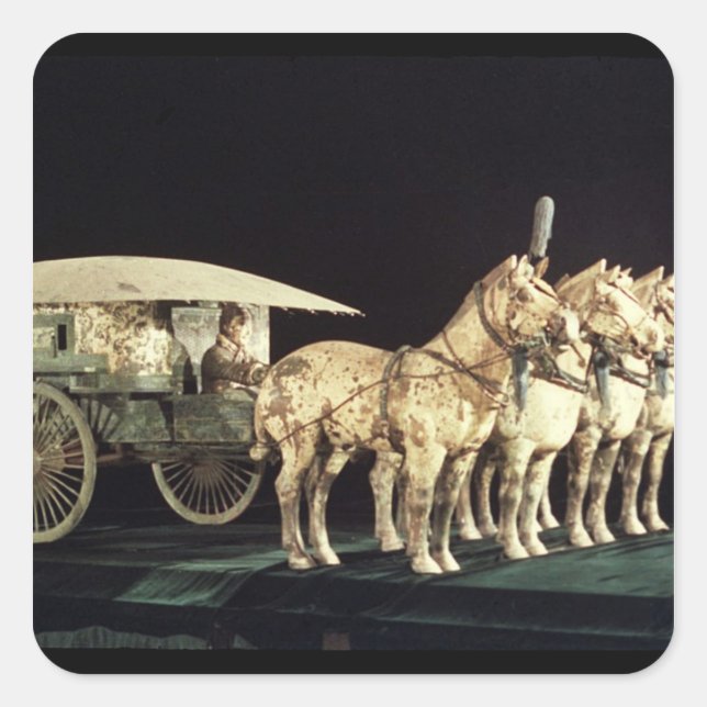 Pegatina Cuadrada Ejército Terracota, dinastía Qin (Anverso)