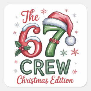 Pegatina Cuadrada El 76 Crew Edición de Navidad Familia Fiesta de Na