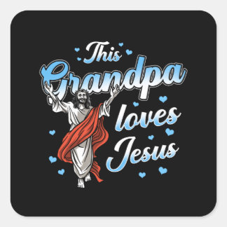 Pegatina Cuadrada El abuelo regala a Jesús diciendo