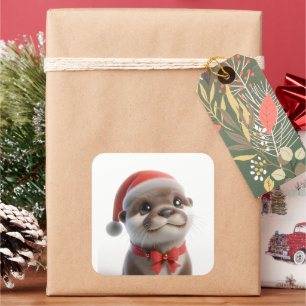 Pegatina Cuadrada El aburrido Navidad