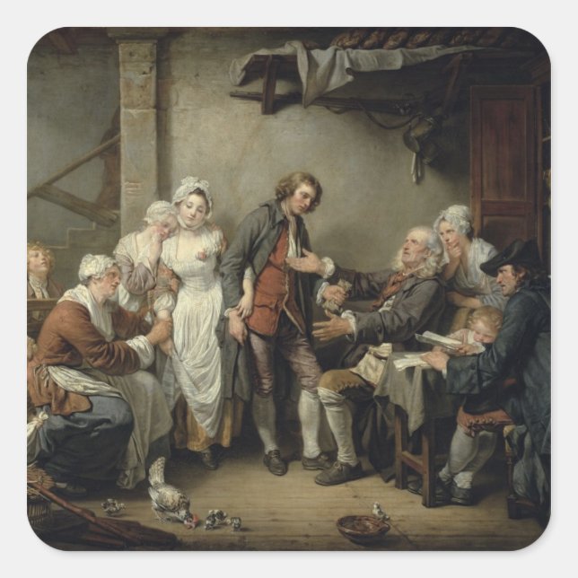 Pegatina Cuadrada El Acuerdo de Aldea, 1761 (Anverso)