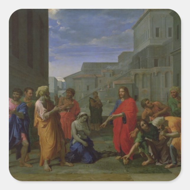 Pegatina Cuadrada El adulterio admitido mujer, 1653 (Anverso)