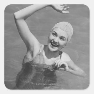 Pegatina Cuadrada El agitar de la mujer