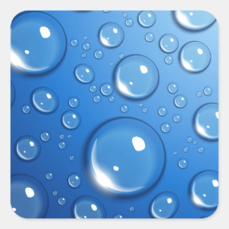 Pegatina Cuadrada El agua cae en azul
